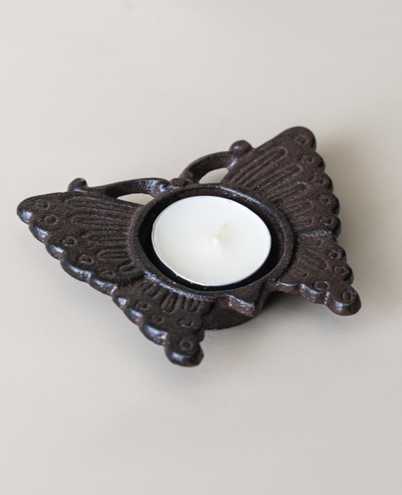 Cast iron butterfly candle holder