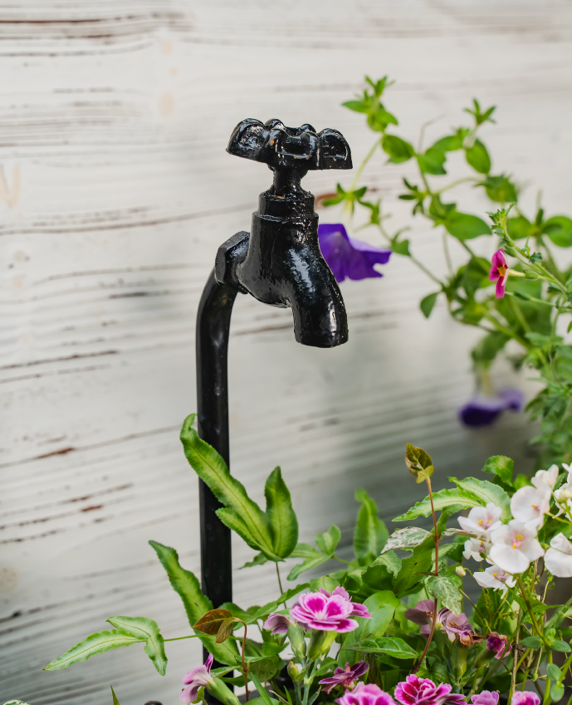 Water Tap Wrought Iron Flower Pot - Garden Decor Planter
