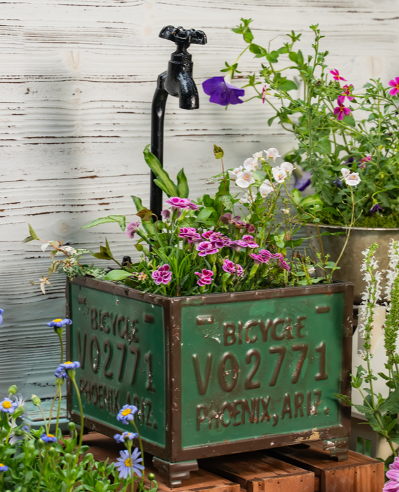 Water Tap Wrought Iron Flower Pot - Garden Decor Planter
