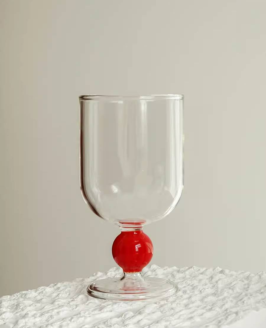 Multi-Color Bead Heat-Resistant Glass Juice and Wine Cup Set of 2