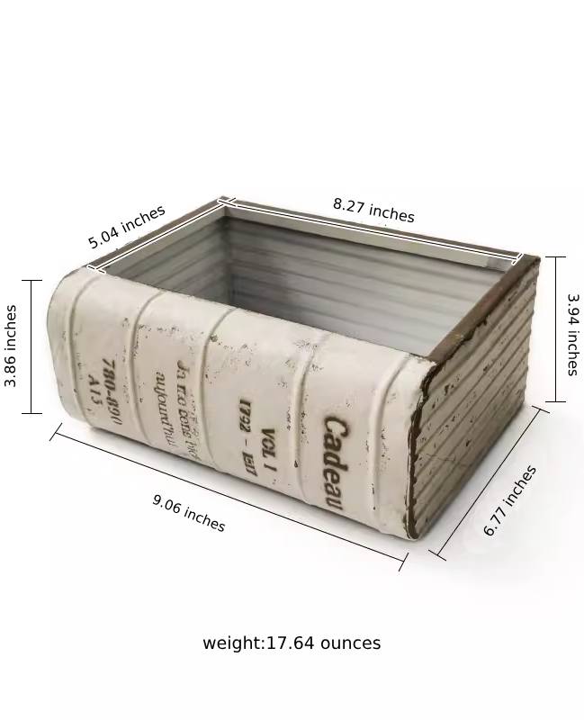 Rustic Iron Book Flower Pot