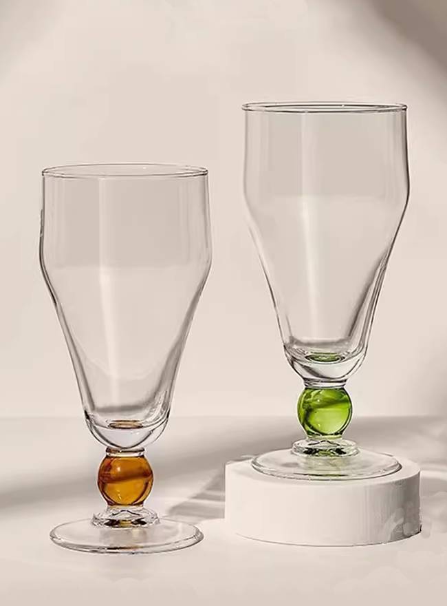 Tall Hand-Blown Glass Juice and Milkshake Cup