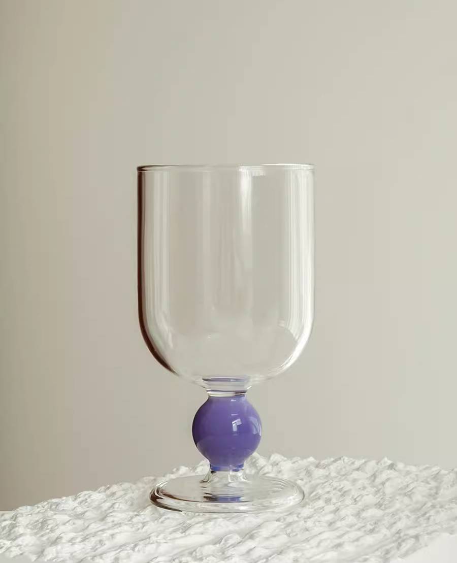 Multi-Color Bead Heat-Resistant Glass Juice and Wine Cup Set of 2