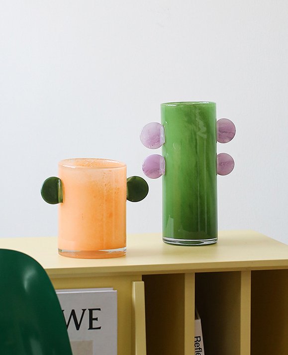 Round-Eared Candy-Colored Multifunctional Aromatherapy Handmade Glass Vase
