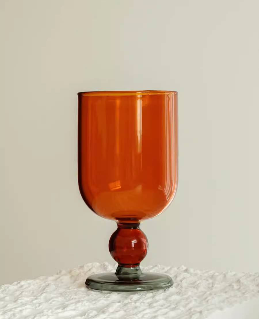 Multi-Color Bead Heat-Resistant Glass Juice and Wine Cup Set of 2