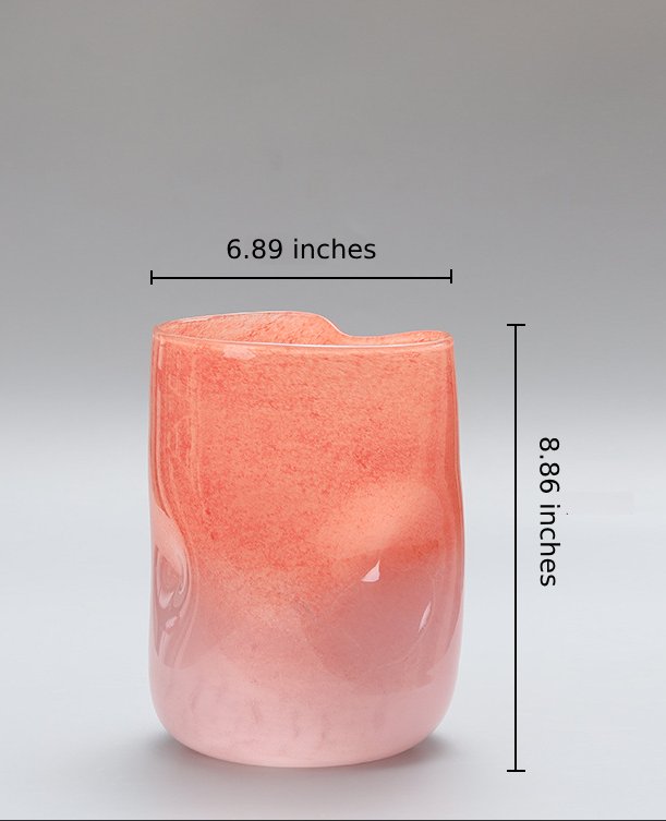Orange-Pink Gradient Cylindrical Handmade Glass Vase