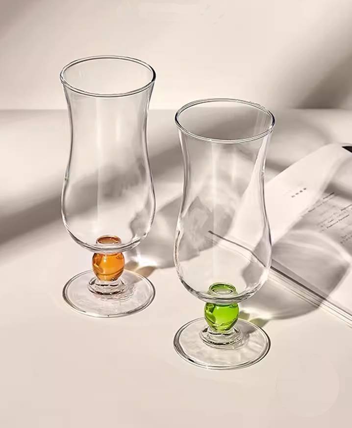 Tall Hand-Blown Glass Juice and Milkshake Cup