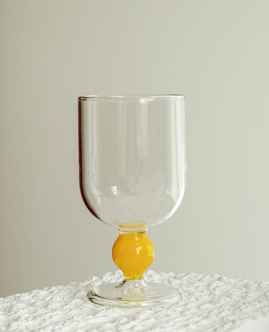 Multi-Color Bead Heat-Resistant Glass Juice and Wine Cup Set of 2