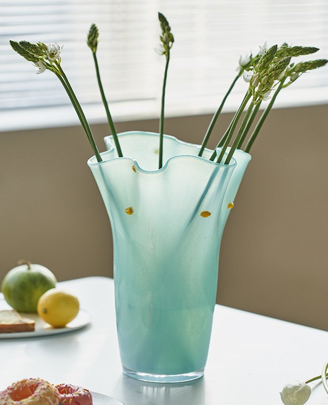 Fun Wavy Rim Handmade Artistic Glass Vase