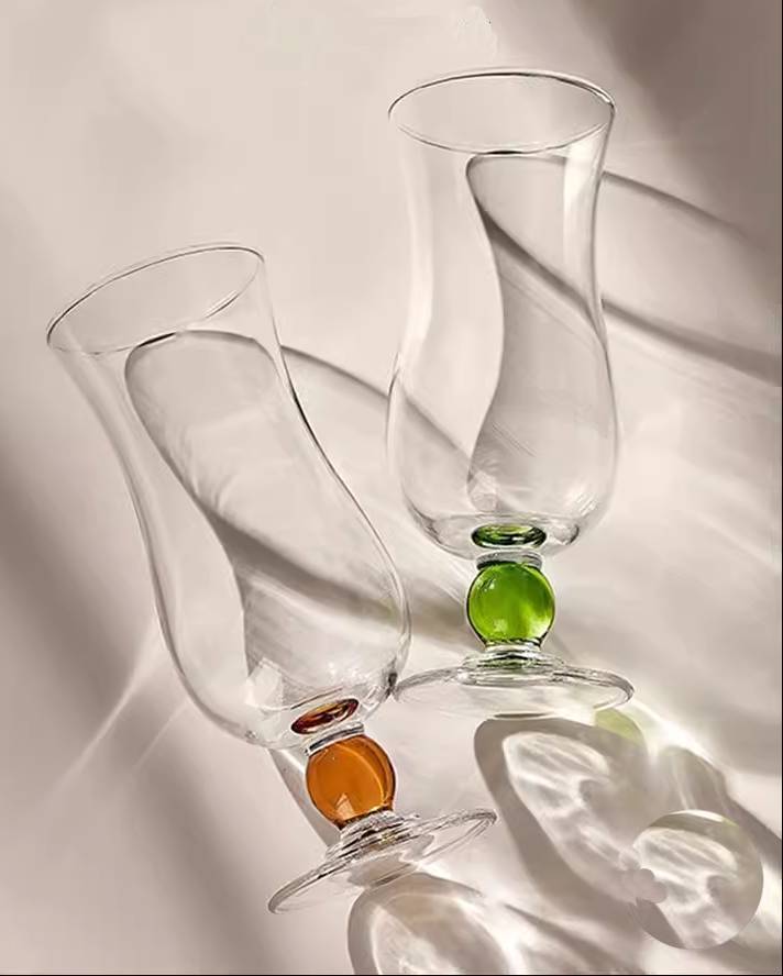 Tall Hand-Blown Glass Juice and Milkshake Cup