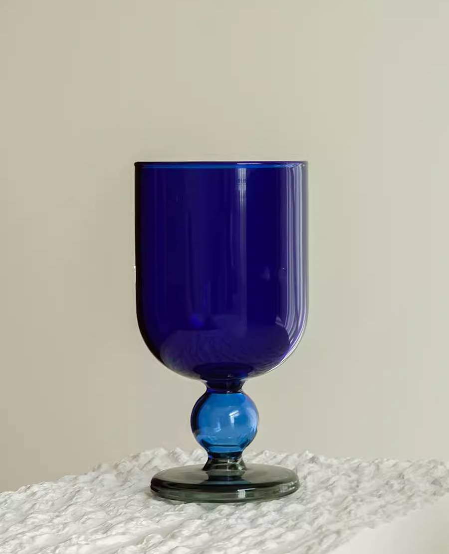Multi-Color Bead Heat-Resistant Glass Juice and Wine Cup Set of 2