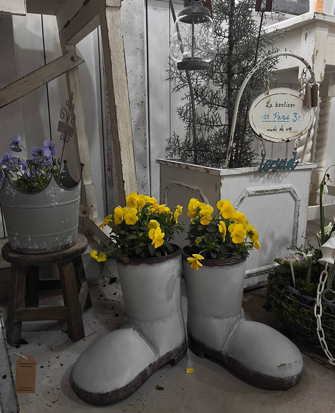 Whimsical Big-Headed Boot Iron Planter