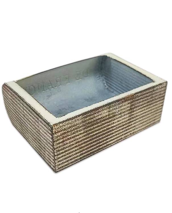 Vintage Farmhouse Style Iron Planter for Succulents with Antique Book Design