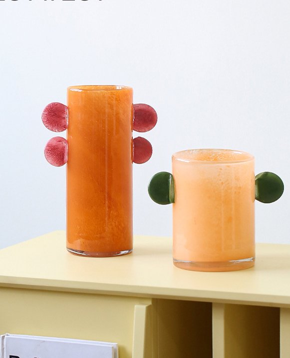 Round-Eared Candy-Colored Multifunctional Aromatherapy Handmade Glass Vase