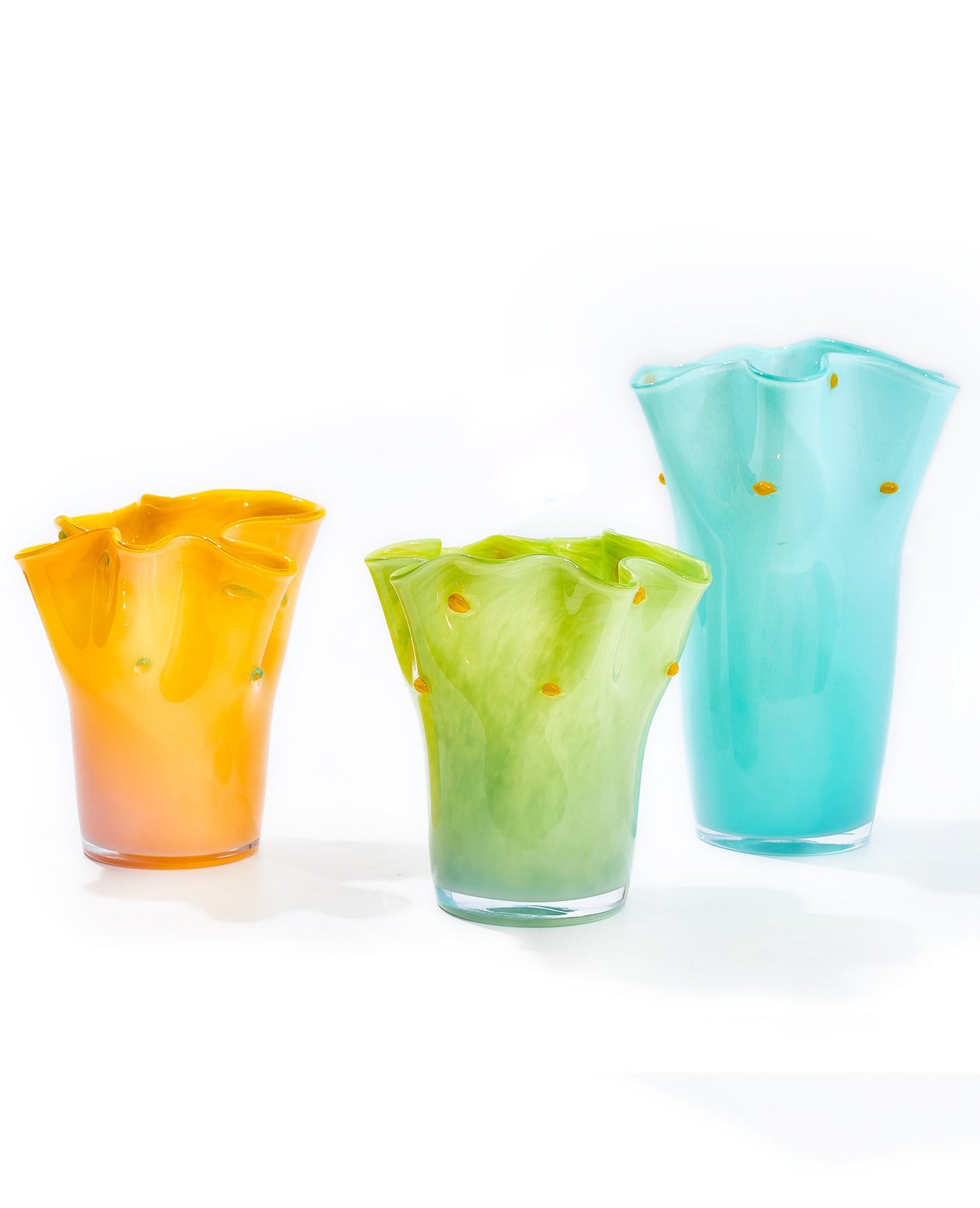 Fun Wavy Rim Handmade Artistic Glass Vase