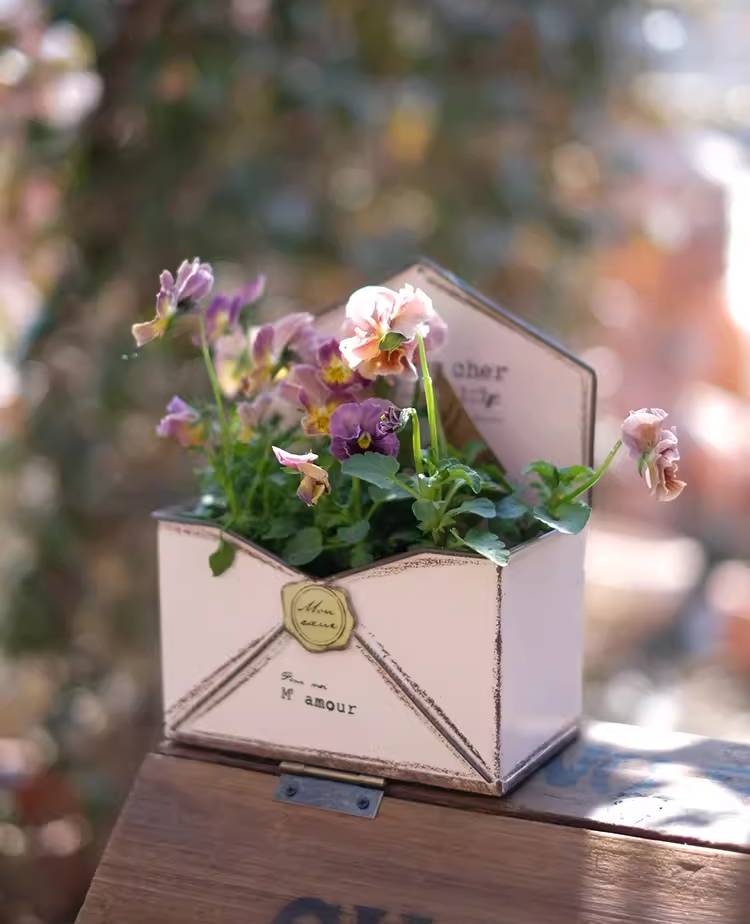 Pastoral Style Envelope Wall-mounted Iron Flower Pot