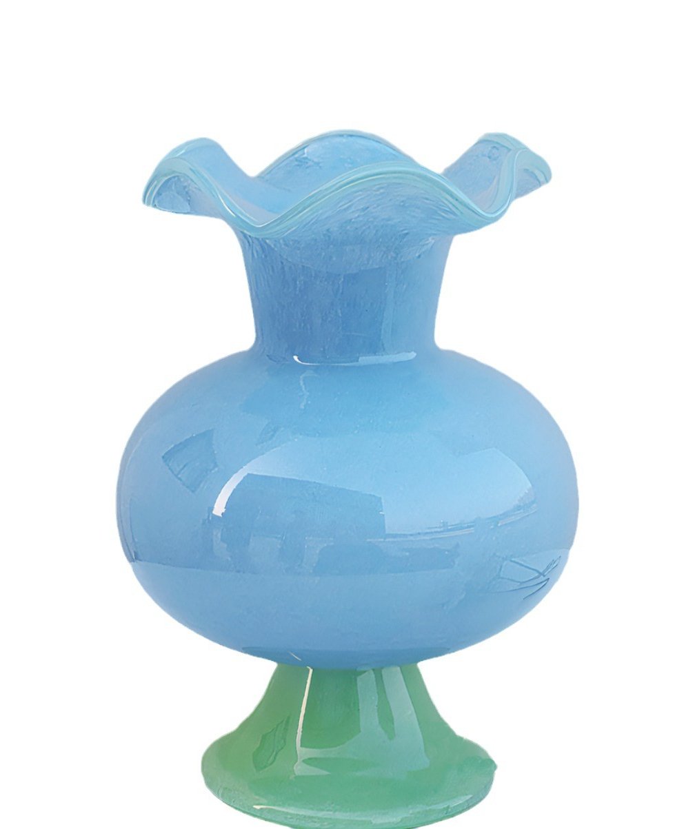 Vintage Blue Handcrafted Glass Vase