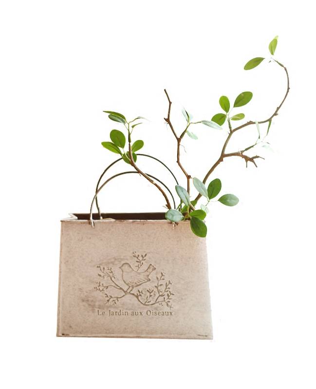 vintage white bird handbag iron flower pot