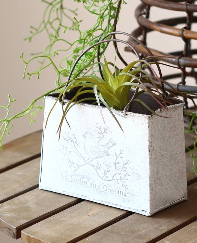 vintage white bird handbag iron flower pot