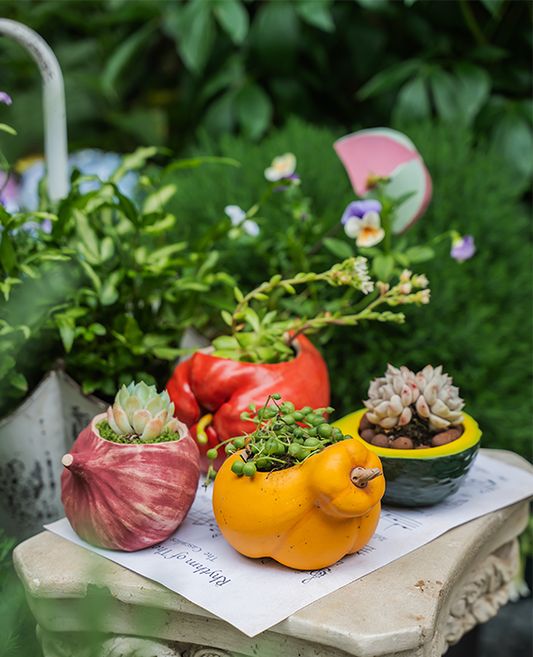 Handcrafted Ceramic Plant Pots Set of 4