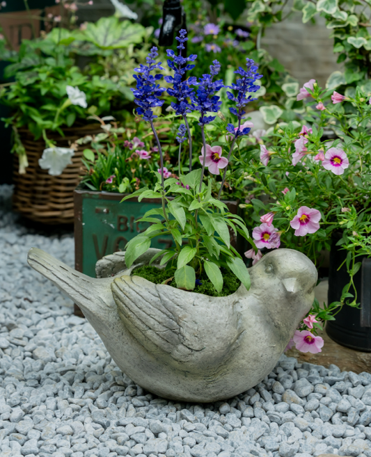 Bird Magnesium Oxide Flower Pot - Garden Decor Planter