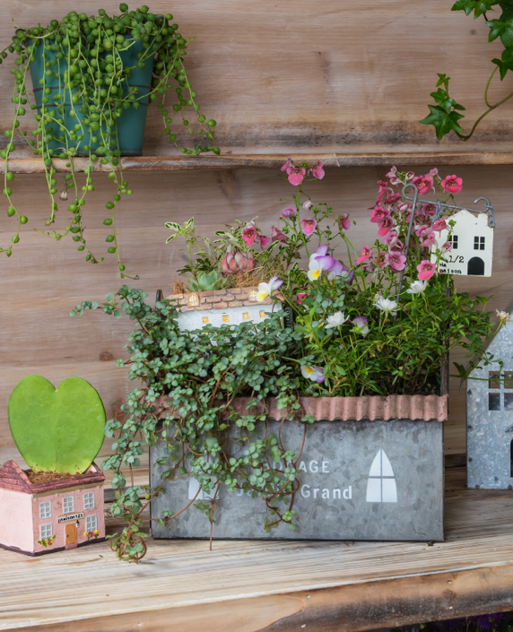 Small House Iron Planter - Garden Decor Flower Pot