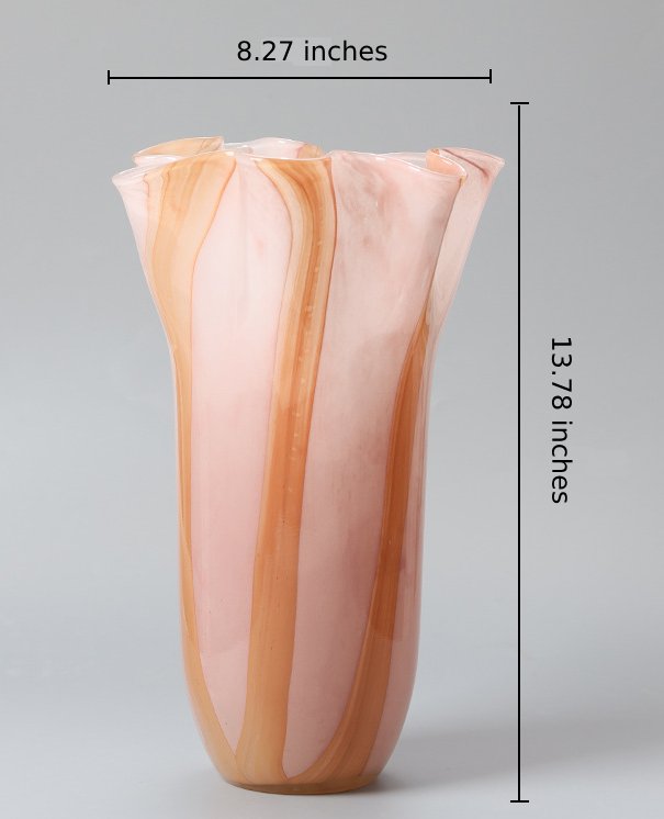 Colored Wavy Rim Vertical Stripe Handmade Glass Vase