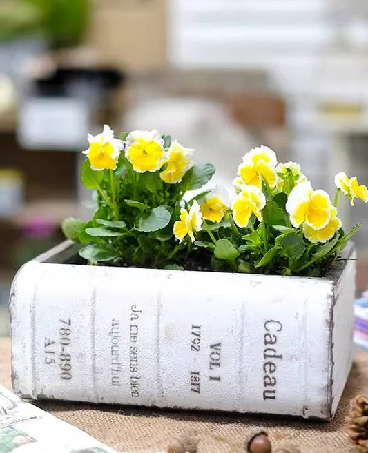 Rustic Iron Book Flower Pot