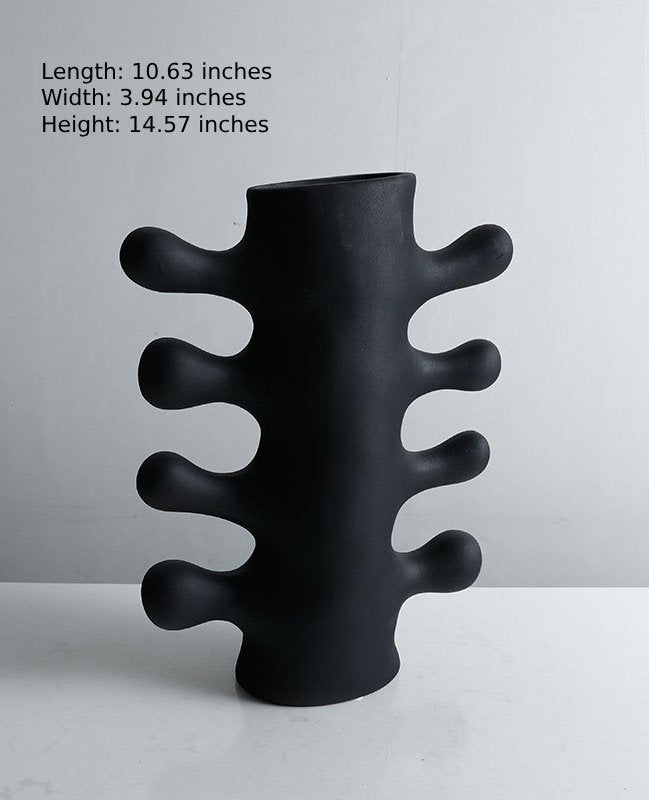 Modern Abstract Black and White Cactus Resin Vase