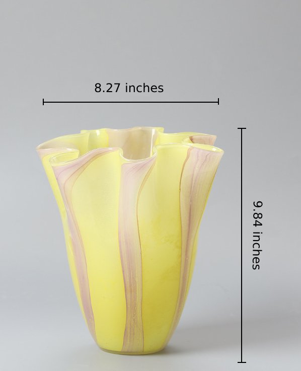 Colored Wavy Rim Vertical Stripe Handmade Glass Vase