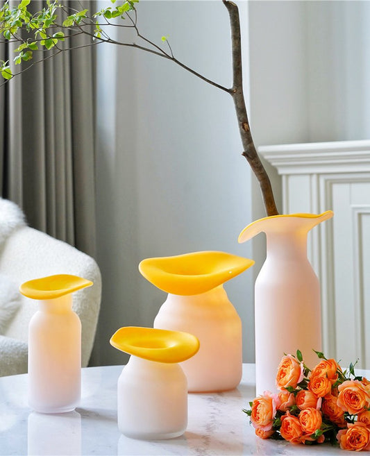 Matte Two-Tone Handmade Glass Vase